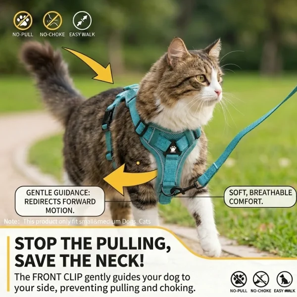 Reflective Harness with Leash