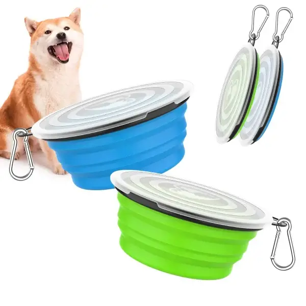 2pk Collapsible Feeding Bowls with Lids