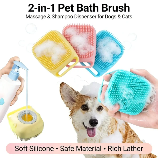 3-In-1 Pet Bath Massage Grooming Brush