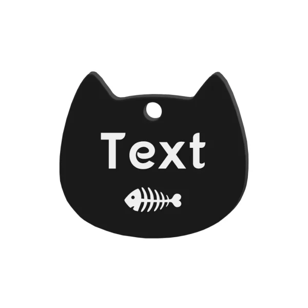 Personalized-Engraved Cat with Fish ID Tag