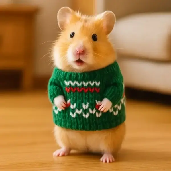Adorable Festive Knitted Hamster Sweater